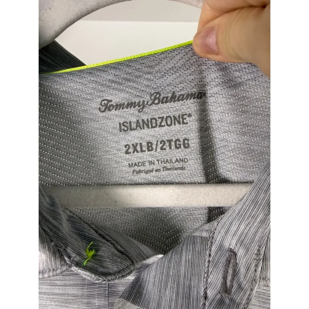 Tommy Bahama Island Zone Performance Polo‎ Shirt Men's Size 2XLB Gray XXL
